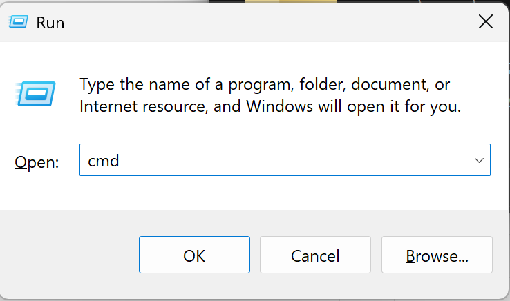 Win+R Run dialog example